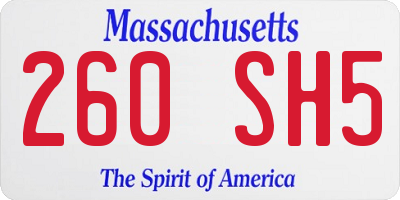 MA license plate 260SH5