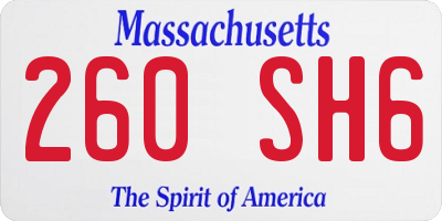 MA license plate 260SH6