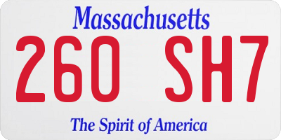 MA license plate 260SH7