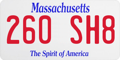 MA license plate 260SH8