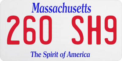 MA license plate 260SH9