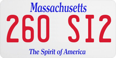 MA license plate 260SI2