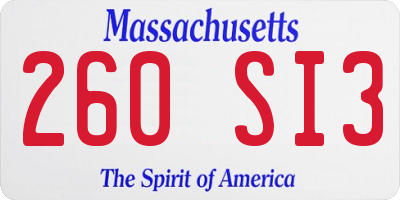 MA license plate 260SI3