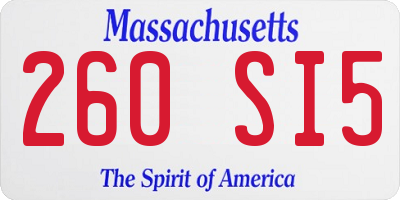 MA license plate 260SI5