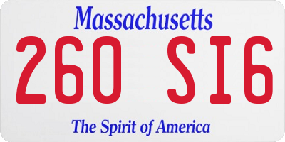 MA license plate 260SI6