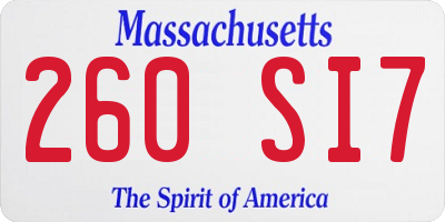 MA license plate 260SI7