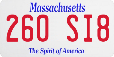 MA license plate 260SI8