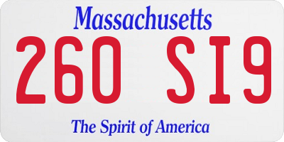 MA license plate 260SI9