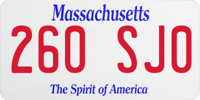 MA license plate 260SJ0