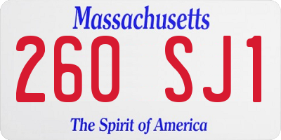 MA license plate 260SJ1