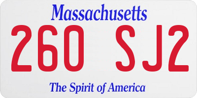 MA license plate 260SJ2