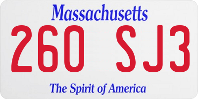 MA license plate 260SJ3