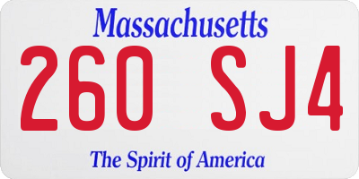 MA license plate 260SJ4