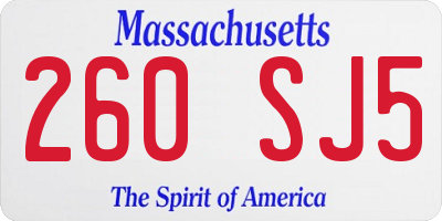 MA license plate 260SJ5