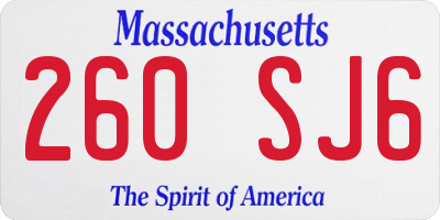 MA license plate 260SJ6