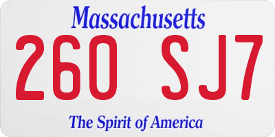 MA license plate 260SJ7