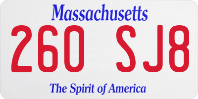 MA license plate 260SJ8