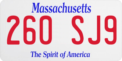MA license plate 260SJ9