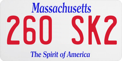 MA license plate 260SK2