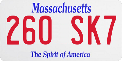 MA license plate 260SK7