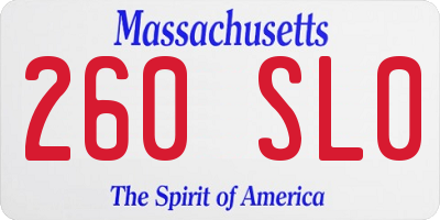 MA license plate 260SL0