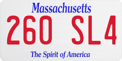 MA license plate 260SL4