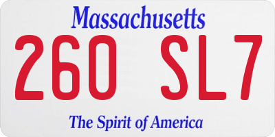 MA license plate 260SL7