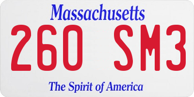 MA license plate 260SM3