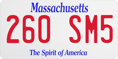 MA license plate 260SM5