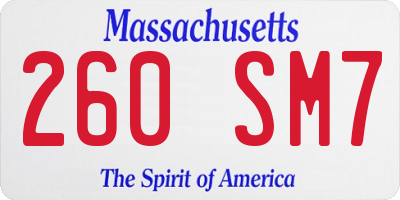 MA license plate 260SM7