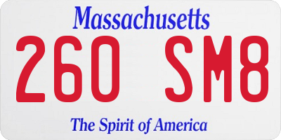 MA license plate 260SM8