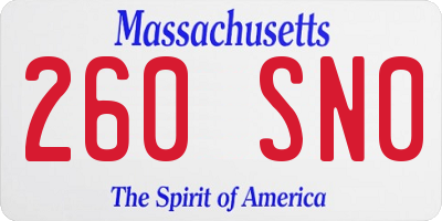 MA license plate 260SN0