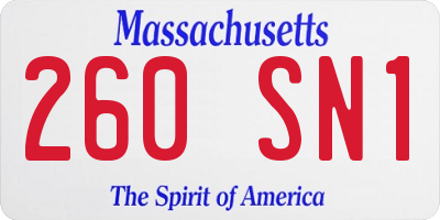 MA license plate 260SN1