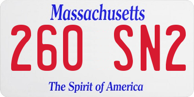 MA license plate 260SN2