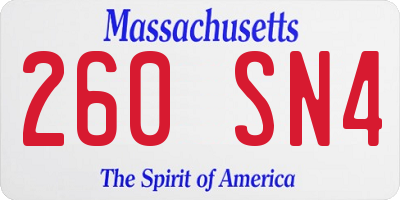 MA license plate 260SN4