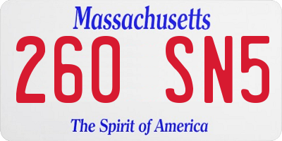 MA license plate 260SN5