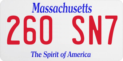 MA license plate 260SN7