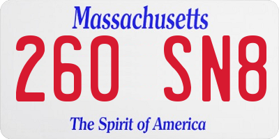 MA license plate 260SN8