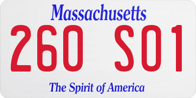 MA license plate 260SO1