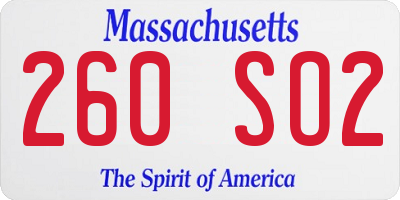 MA license plate 260SO2