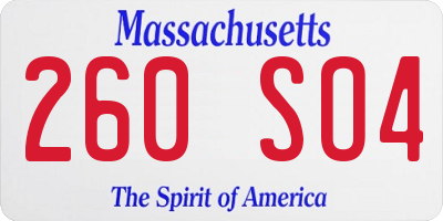MA license plate 260SO4