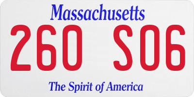 MA license plate 260SO6