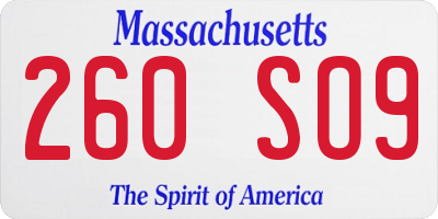 MA license plate 260SO9