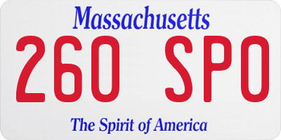 MA license plate 260SP0