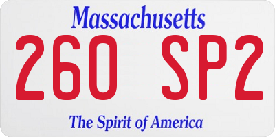 MA license plate 260SP2