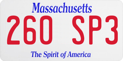 MA license plate 260SP3