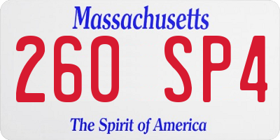 MA license plate 260SP4