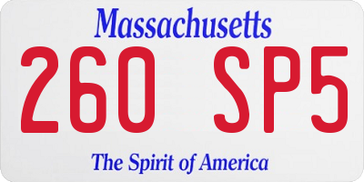 MA license plate 260SP5