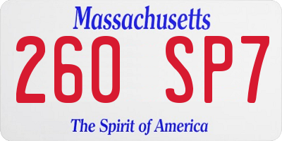 MA license plate 260SP7
