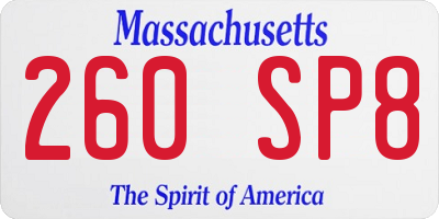 MA license plate 260SP8